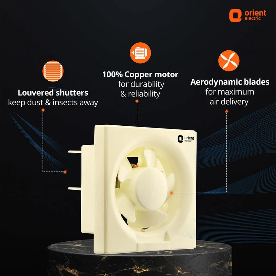 Orient UX Ductable 250 Exhaust Fan 10-inch | 40W High-Performance Motor | 220-240V | 38cm Frame | White/Black/Ivory