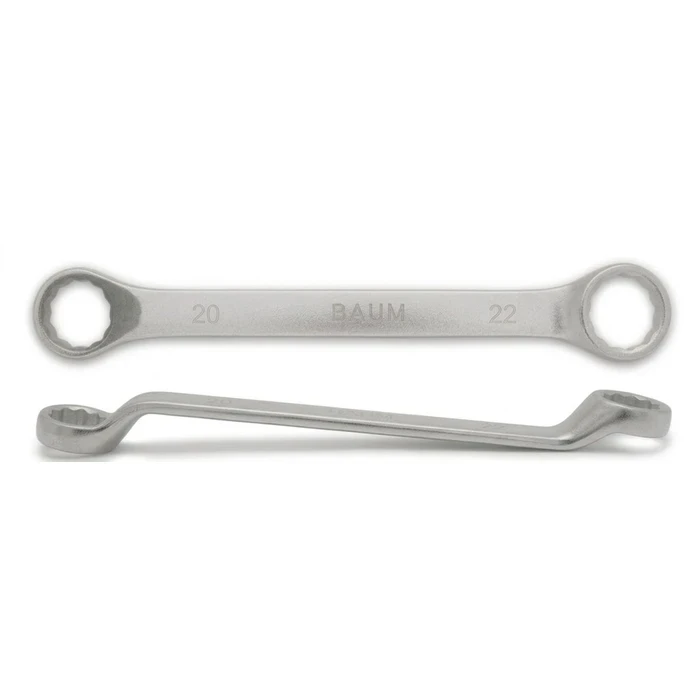 BAUM Heavy-Duty Chrome Vanadium Bi-Hexagon Ring Spanner | 12-Point Rough Matt Chrome Finish Oval Body Wrench | Model ART 23E