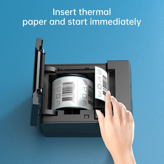 DELI 3.0" Dual-Mode Direct Thermal Receipt & Barcode Label Printer | 90mm/s 203 DPI USB & Bluetooth Desktop POS Machine | E886BW