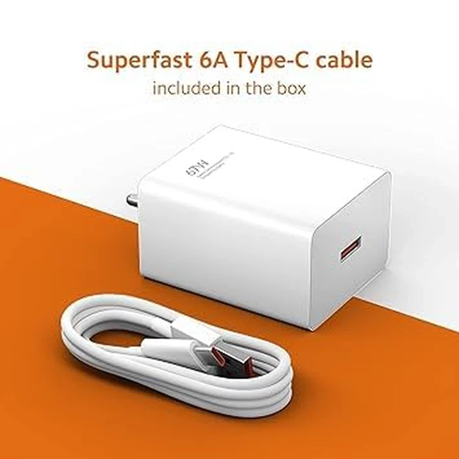 Mi 67W SonicCharge 3.0 Charger Combo MDY-13-EC - High Power, 100cm 6A Type C Cable Included, Global Input (White)