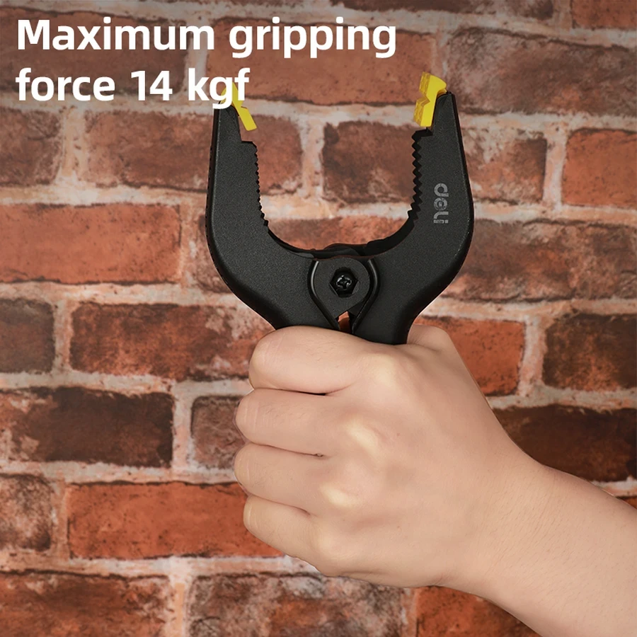 Deli 6" Professional Heavy-Duty Nylon Spring Clamp | Quick-Release 50mm Capacity Hand Clamp with High-Tension Spring & Ergonomic Grip | EDL110006-2S