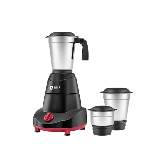 Orient Elite Plus Mixer Grinder MGEP50BR3 | 500W High-Torque Motor | 3 Stainless Steel Jars with Specialized Blades | 3-Speed Control Black & Grey Food Processor