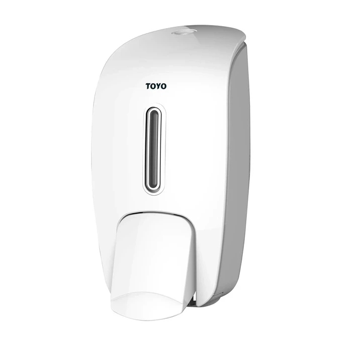 TOYO 800ml Manual Soap Dispenser | 1ml Precision Drop Control Anti-Drip Pump | Heavy-Duty Wall-Mount Polymer Chassis White & Grey | TOYO-1621