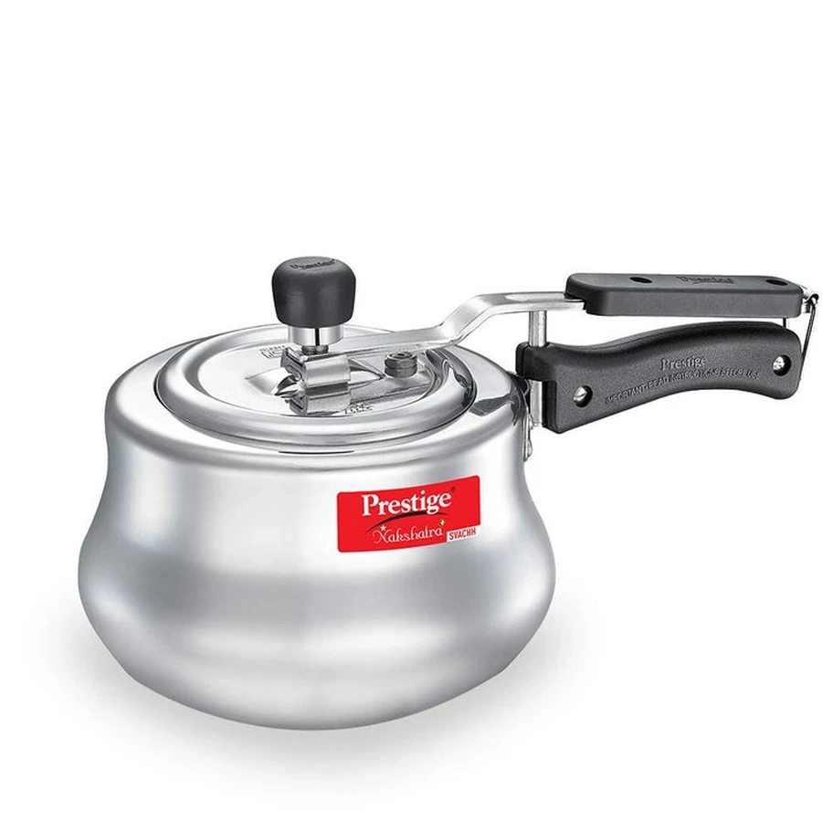 Prestige 10755 Nakshatra Plus Svachh Handi 2L High-Grade Aluminium Pressure Cooker | Deep Svachh Spillage Control Lid & Gas-Induction Base - Model 10755