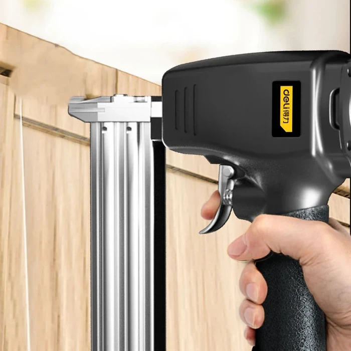 Deli Tools Pneumatic Brad Nailer Heavy Duty F30 18-Gauge Finish Nail Gun with 100-Nail Capacity, Adjustable Depth Control & Premium Metal Body | DL-QDQ-F30