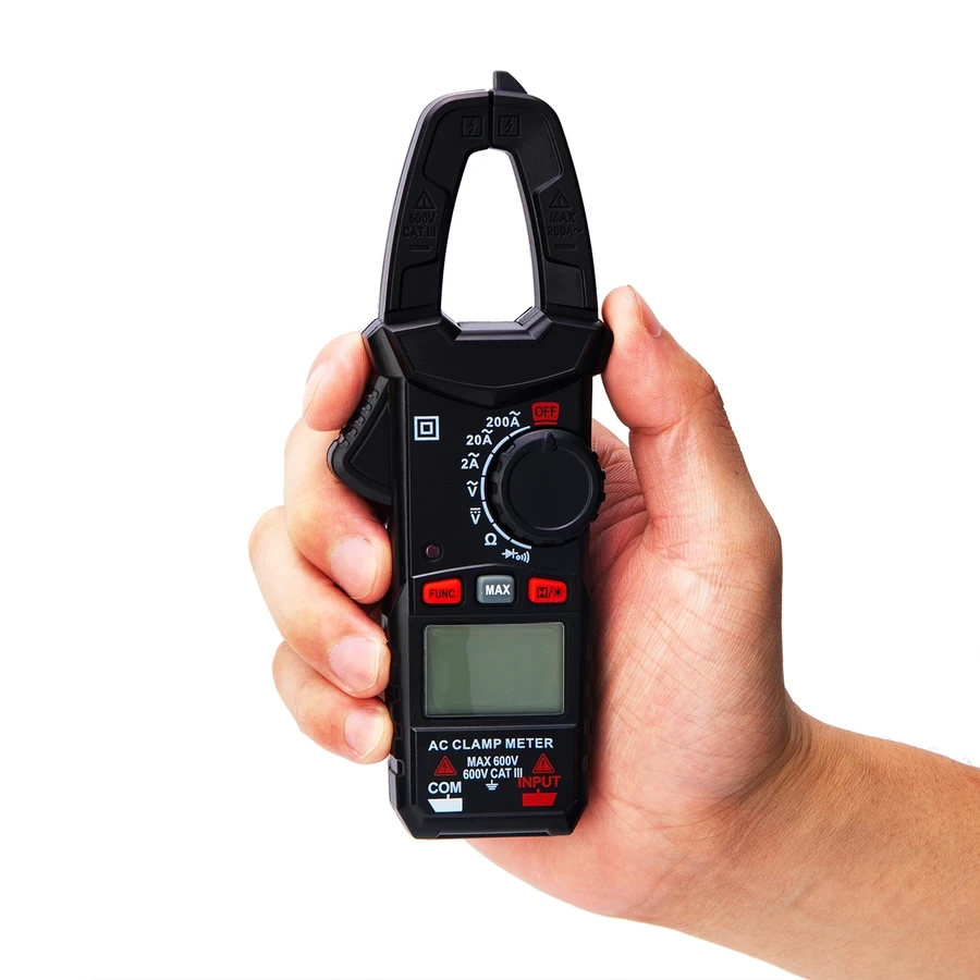 Deli Digital Clamp Multimeter 3 5/6 CAT III 600V Auto Ranging 25mm Clamp Size for AC/DC Voltage, AC Current & Resistance with Backlight & Data Hold (Red) | EDL334201