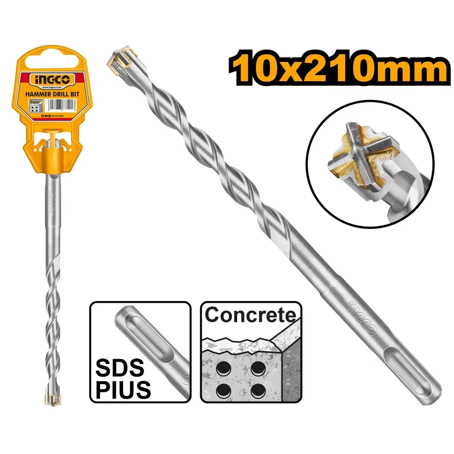 SDS Plus Hammer Drill Bit | DBH1211003C | 10mm x 210mm Extra-Long Cross Carbide