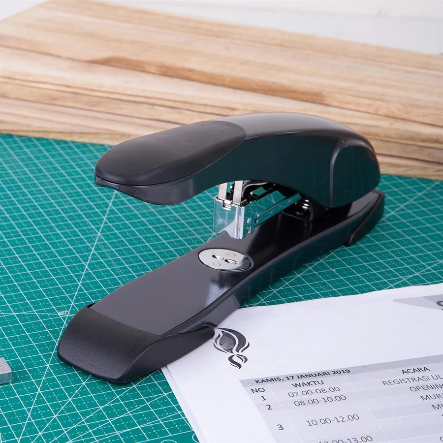 Deli Heavy-Duty 60-Sheet Desktop Stapler | All-Metal Construction, 60mm Adjustable Depth & TPE Comfort Handle (Black) | E0391