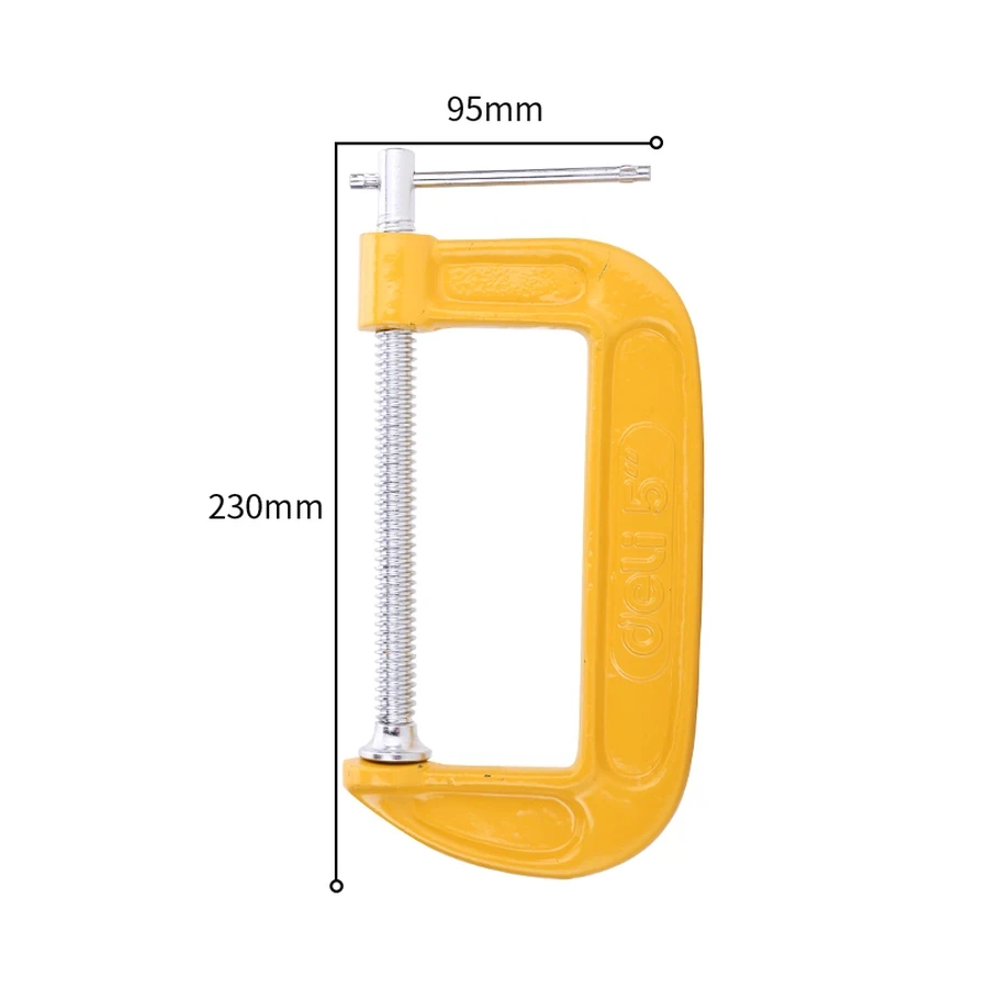 Deli Heavy Duty G Clamp 5" Durable Steel Frame C-Clamp for Medium-Sized Gluing, Woodworking & General Assembly Tasks | EDL-G205