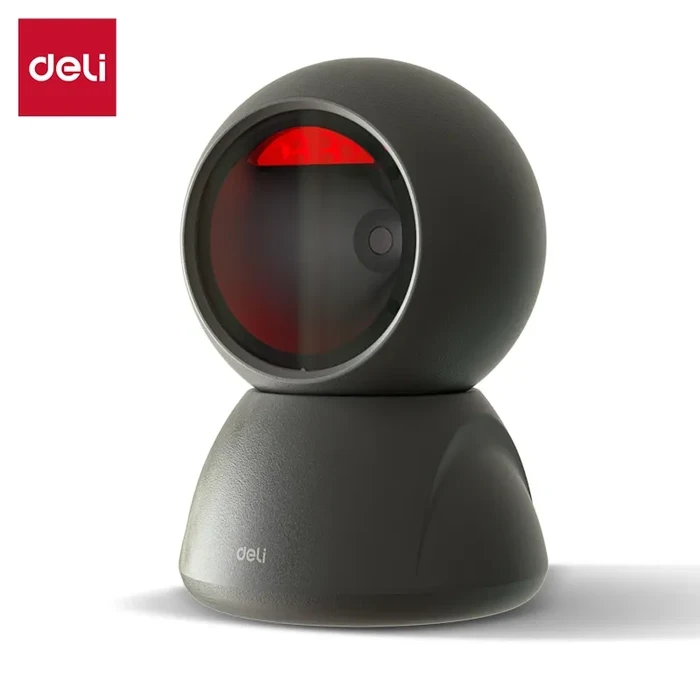 DELI Hands-Free Desktop 1D & 2D Barcode Scanner | CMOS Omnidirectional Mobile Screen & Paper USB POS Reader | ES238