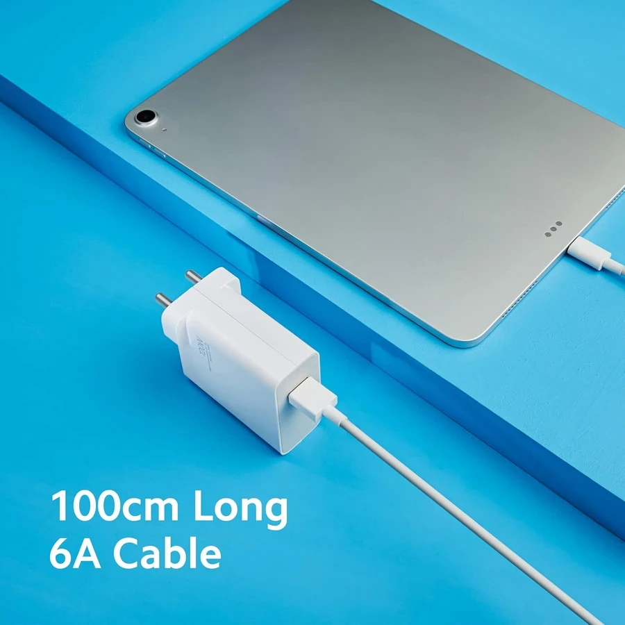Xiaomi 6A HyperCharge 120W Fast Charging USB Cable (100cm) | Ultra-High Speed 6-Amp Heavy-Duty Tangle-Free Power & Data Cord for Smartphones | White