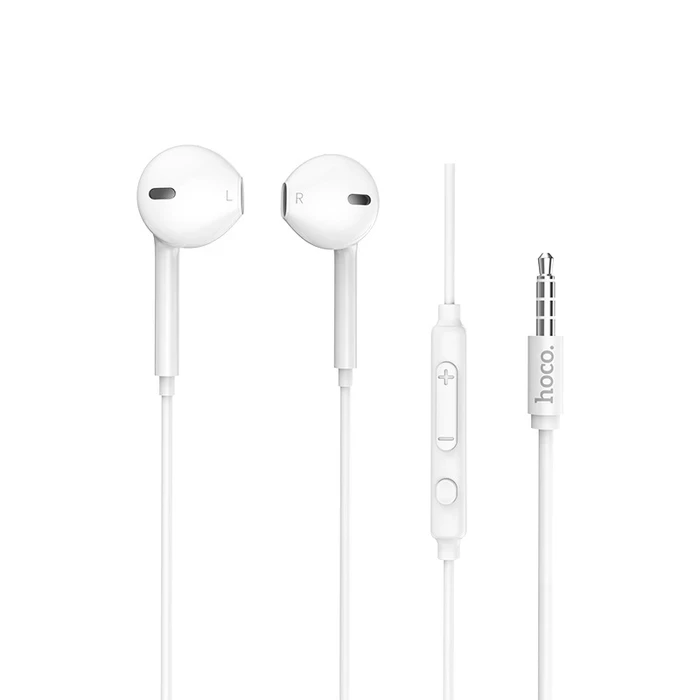 HOCO Memory Sound Wire Control Earphone with Mic | 14.2mm Driver | Volume Control | Black, White, Pink Finish | M55