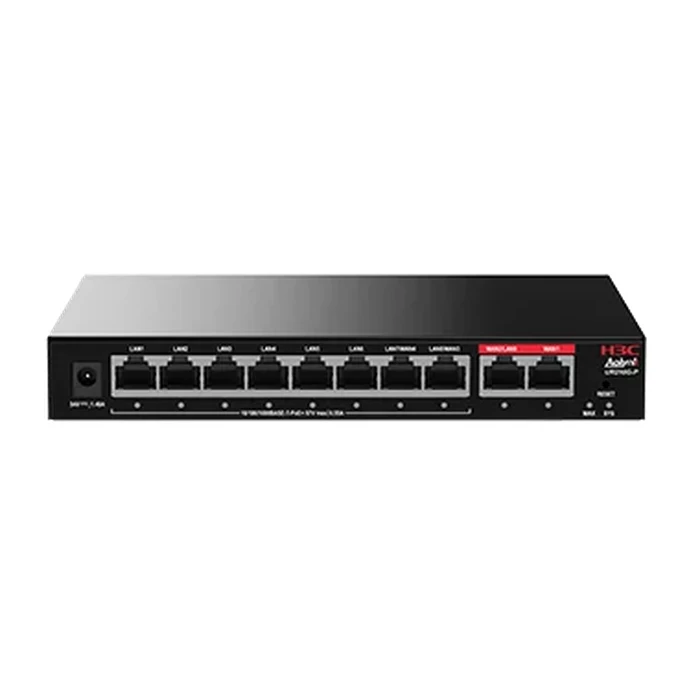 H3C UR210G-P 10-Port Multi-WAN Gigabit PoE+ Enterprise Router Gateway | 75W PoE Budget 200 Clients & Integrated 120+ AP Controller | H3C Series - UR210G-P