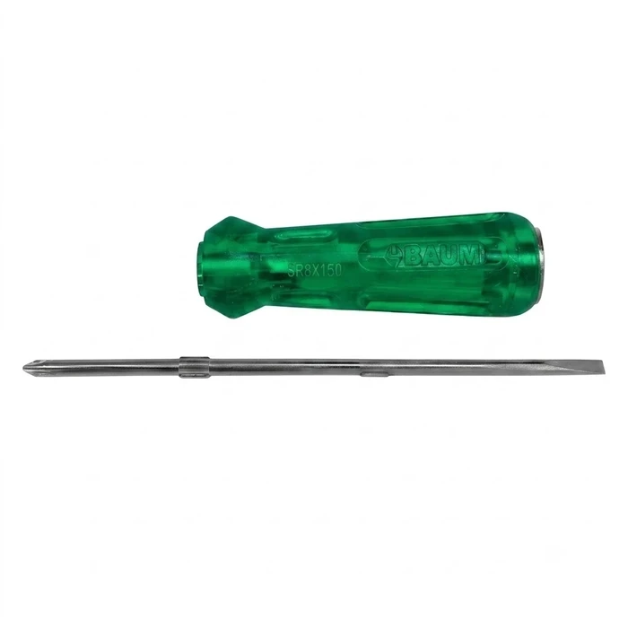 BAUM Heavy-Duty Reversible 2-in-1 Striking Head Screwdriver | Chrome Vanadium Steel Blade with Red Acetate Handle & Magnetic Tips | Model ART 317A (6mm Shank, Sizes 100mm to 250mm)