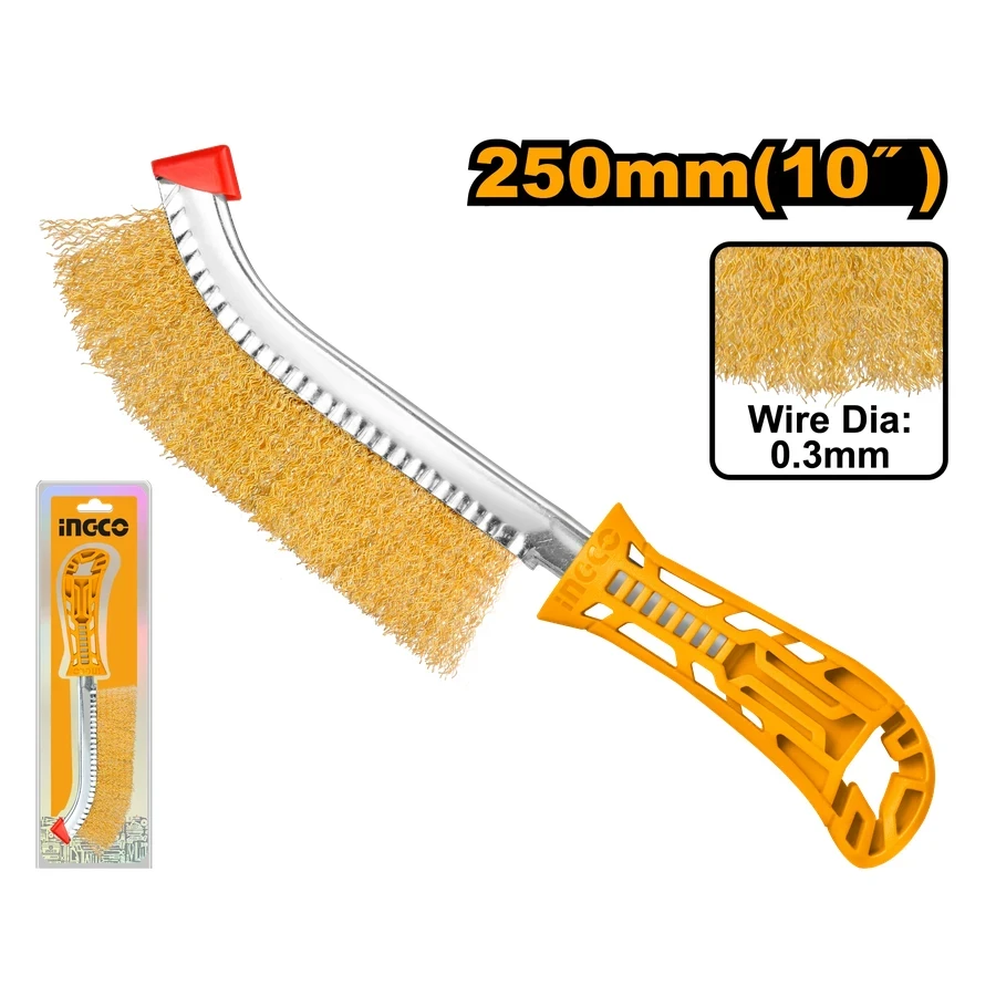 INGCO 250mm (10") Heavy-Duty Wire Brush for Rust Removal, Descaling & Weld Cleaning | High-Tensile Carbon Steel Bristles | HWB02250