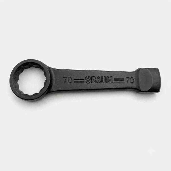 Baum Chrome Vanadium Steel Hardened & Tempered Black Phosphated Industrial Heavy Duty Striking Slogging Ring End Wrench Spanner Art-66B