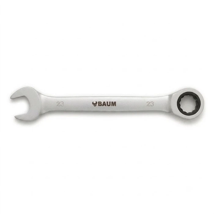 BAUM Heavy-Duty Jumbo Flex-Head Combination Ratcheting Wrench | High-Polish Chrome Vanadium Steel 90-Tooth Gear Wrench | Model ART 55 (Sizes 18mm to 32mm)