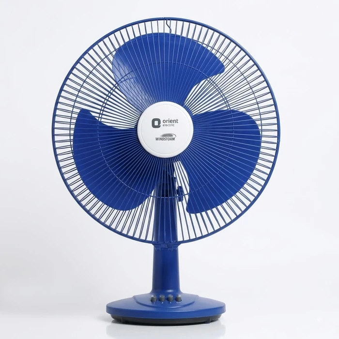 Orient Electric Table 26 400mm (16") Oscillating Table Fan | 1330 RPM High-Speed 75 CMM Air Delivery Desk Fan with 3-Speed Control | Blue & Slate Gray