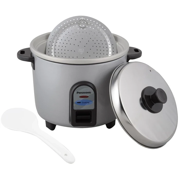 Panasonic SR-WA 10 (GE9) Automatic Rice Cooker 1L | Burgundy & Silver Premium Color Options | Anodized Aluminium Pan & See-Through Glass Lid | 450W Eco Power Kitchen Appliance