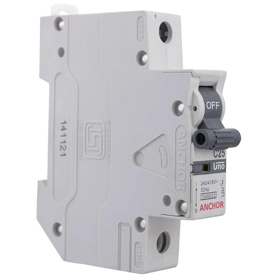 Anchor UNO SP MCB 25A 'C' Curve 98005 - Single Pole, Medium Current Capacity, Pole Mount Standard Circuit Breaker