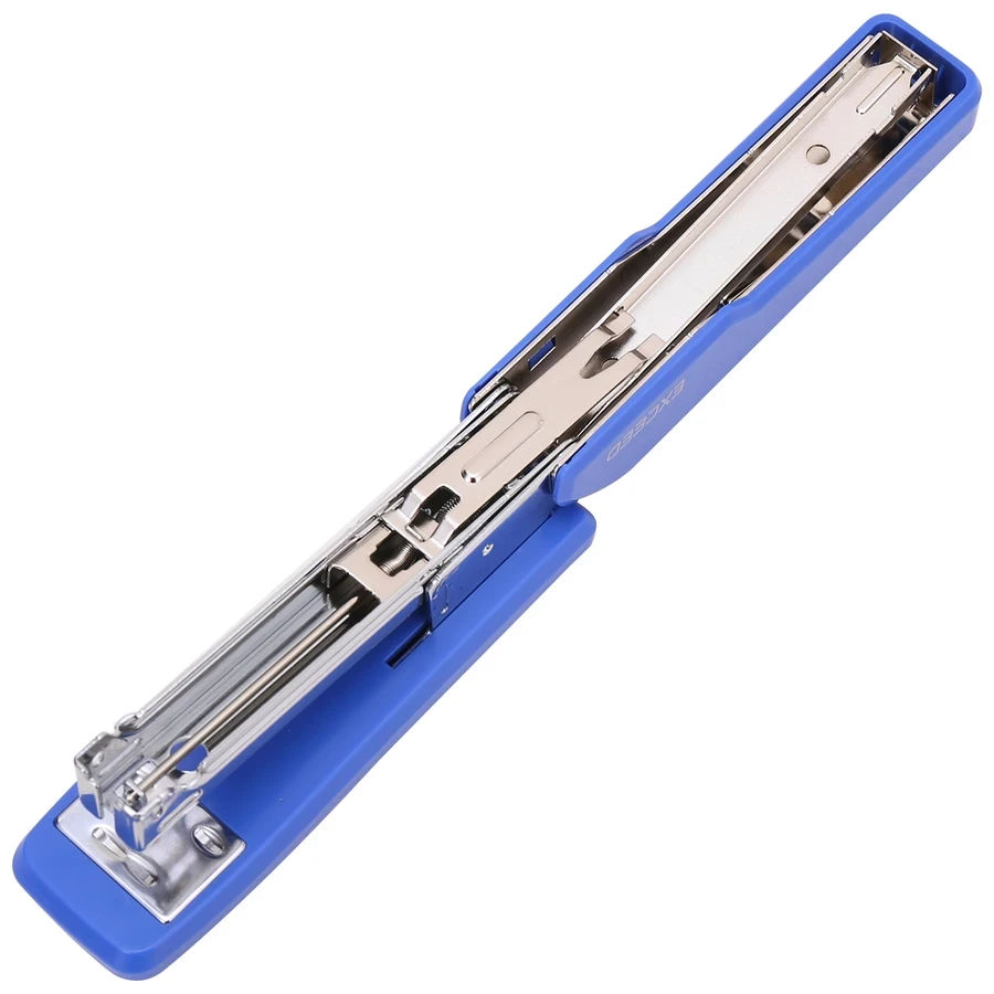 Deli 25-Sheet Desktop Stapler | Rotatable Anvil for 24/6 & 26/6 Staples with Ergonomic Body (Blue) | E0300