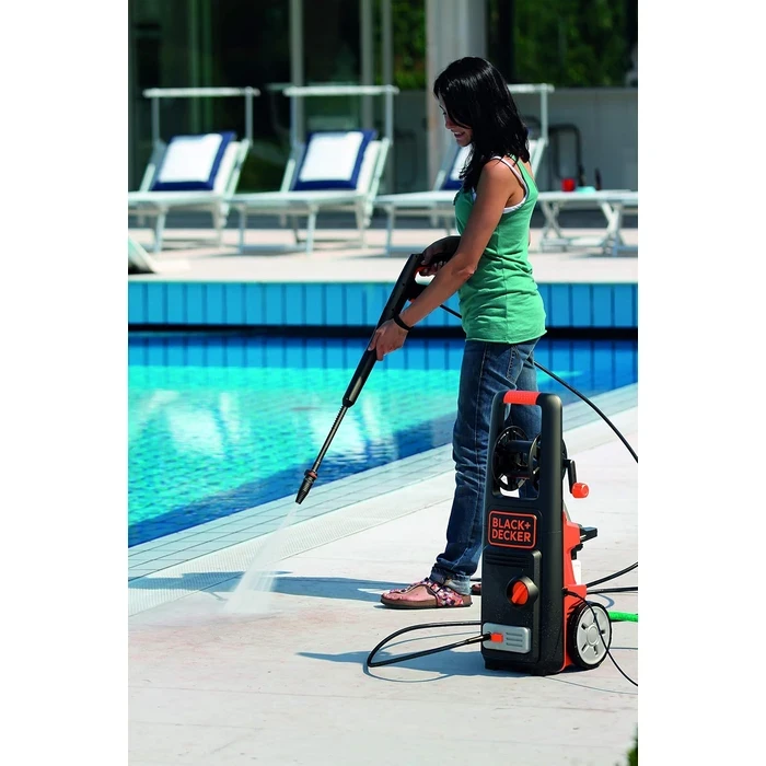 BLACK+DECKER 1800W 135 Bar High-Pressure Washer with Integrated Hose Reel & Turbo Nozzle | Heavy-Duty Wheeled Car & Patio Jet Cleaner | BXPW1800E-B5