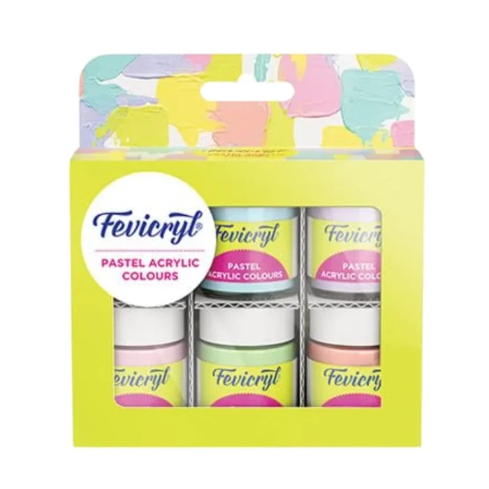 Pidilite ASF Fevicryl Pastel Acrylic Paint Kit | 6-Shade Water-Based Fast-Drying Art Set for Canvas, Wood & Terracotta | 90 ML