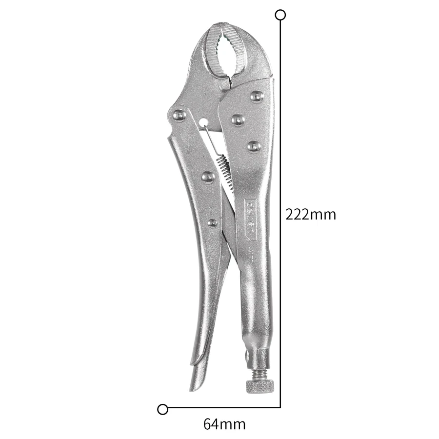 Deli 10" Professional Forged Carbon Steel Curved Jaw Locking Pliers | Heavy-Duty Mole Wrench with Fine Adjustment Screw & Wire Cutter | EDL2001 (Silver)