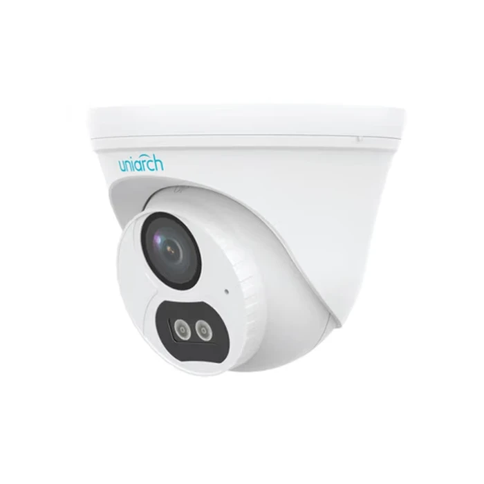 Uniarch 2MP Fixed Dual Light Eyeball Dome IP Camera with ColorHunter, 30m Smart IR & 15m Warm Light, Human Body Detection 2.0 & Built-In Mic | Model No. IPC-T132-AF28-DL-ECO