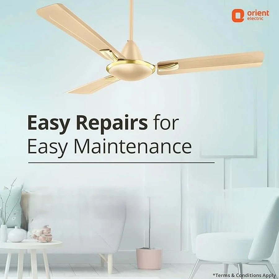Orient Gratia Shine Ceiling Fan 70 Watts | Anti-Dust Design | 370 RPM | Aluminium Blades | Topaz Gold & Silky Silver