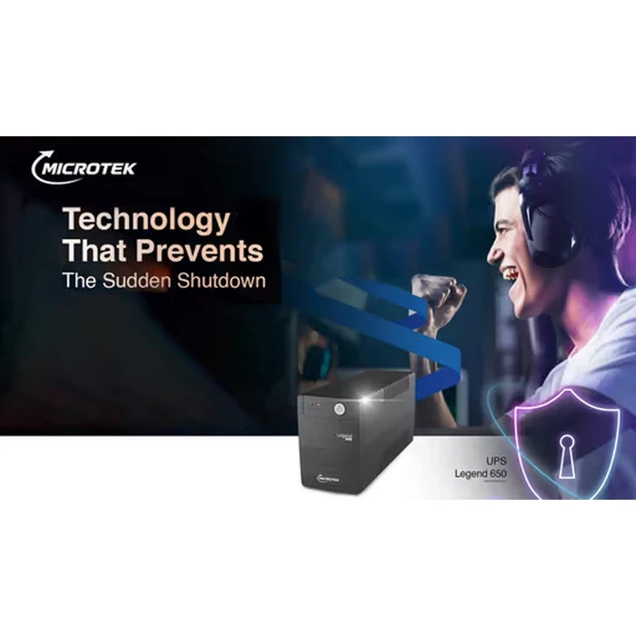 Microtek Line Interactive UPS 650VA/360W | Microprocessor Control with Boost & Buck AVR Voltage Stabilization & Auto Restart | Desktop Power Backup | Legend 650