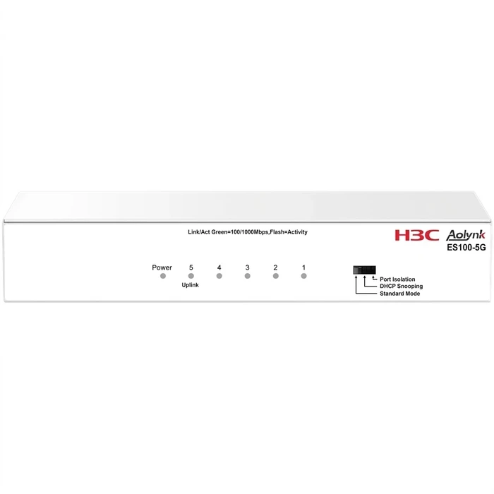 H3C ES100-5G 5-Port Gigabit Unmanaged Desktop Switch | 10Gbps Switching Capacity 6kV Lightning Protection & Port Isolation | H3C Series - ES100-5G