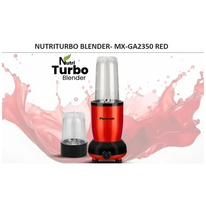 Panasonic 600W 2-Jar Nutri Blender & Personal Juicer | High-Speed Nutrient Extractor with 500ml Jar & Stainless Steel Blades (Red) | MX-GA2350-RD