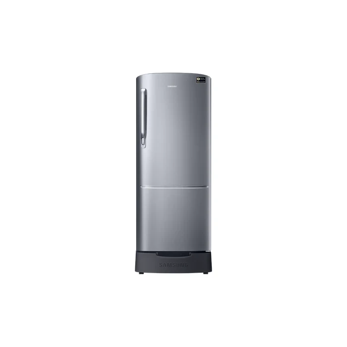 Samsung 192L RR20M282ZS8 Single Door Direct Cool Refrigerator | Digital Inverter Compressor 3-Star Built-in Stabilizer Base Stand Drawer Elegant Inox