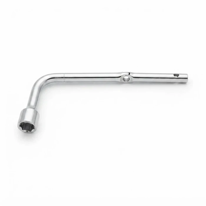 BAUM Heavy-Duty L-Type Offset Wheel Lug Wrench | Full Body Hardened Hollow Head Spanner with Full Polished Chrome Plating | Model ART 253B (Sizes 17mm to 23mm)