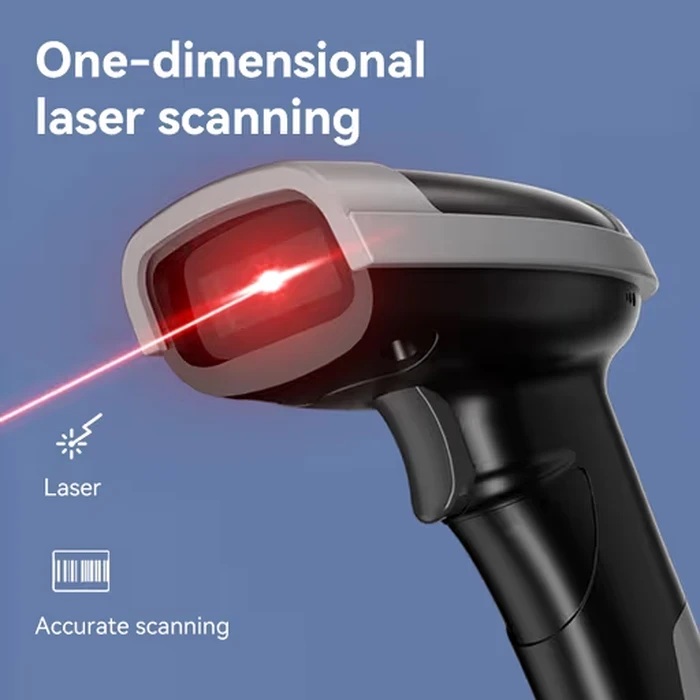 DELI Wired Handheld 1D Laser Barcode Scanner | 203 DPI Class 4mil Precision 60cm/s High-Speed USB POS Reader | ES216