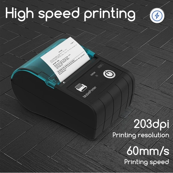 DELI 2.0" Portable Wireless Direct Thermal Receipt Printer | 60mm/s 203 DPI Bluetooth & USB Type-C Mobile POS Billing Machine | ES421