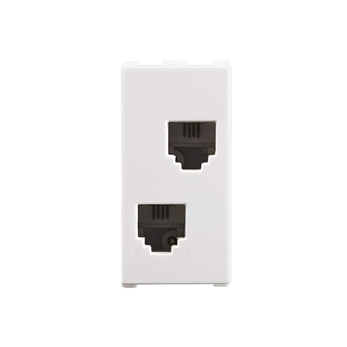Anchor Roma 66552 RJ11 Double Telephone Jack | Dual Port Voice Logic | 1-Module Modular | Flame Retardant Plastic Shield