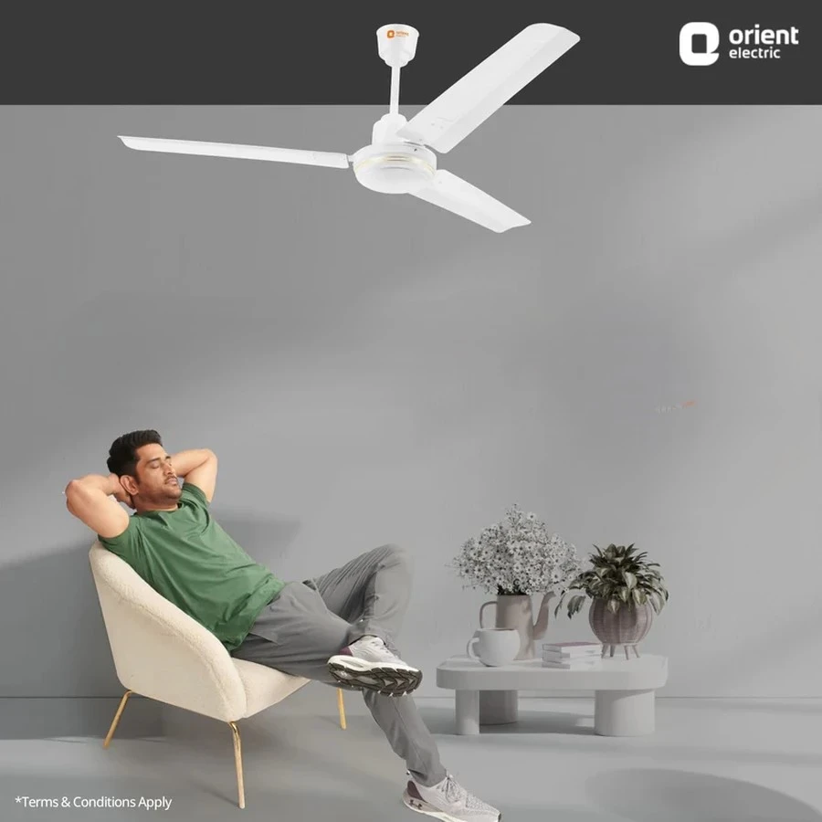 Orient Breezy (High Speed) Ceiling Fan 44 Watts | 1200mm Sweep | 320 RPM | 225 CMM Airflow | Brown/White