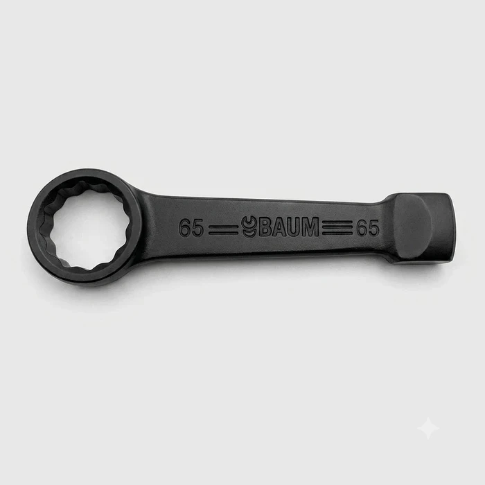 Baum Chrome Vanadium Steel Hardened & Tempered Black Phosphated Industrial Heavy Duty Striking Slogging Ring End Wrench Spanner Art-66B