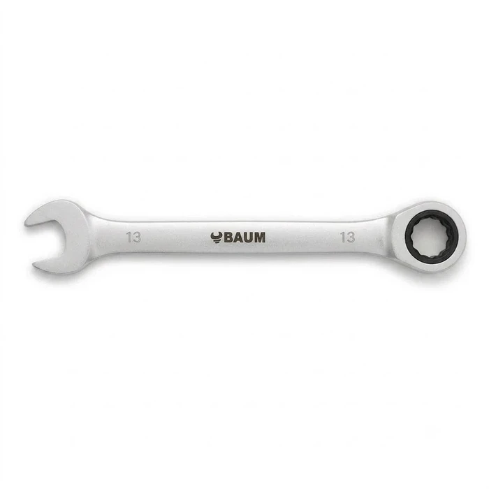 BAUM Professional Flex-Head Combination Ratcheting Wrench | High-Polish Chrome Vanadium Steel 90-Tooth / 72-Tooth Gear Tool | Model ART 55
