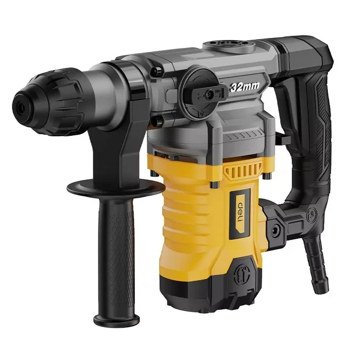 Deli Tools 1500W Heavy Duty Demolition Breaker | 5.5J Impact Energy 4300 BPM Rotary Hammer with SDS-Plus Chuck, 3 Drill Bits & 2 Chisels | EDC369