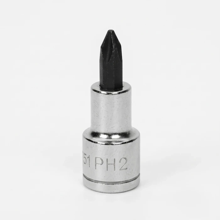 Baum 1/2" Drive Phillips Cross-Recess Chrome Vanadium Steel Matte Double Chrome Plated Heavy Duty Screwdriver Bit Socket Art-402