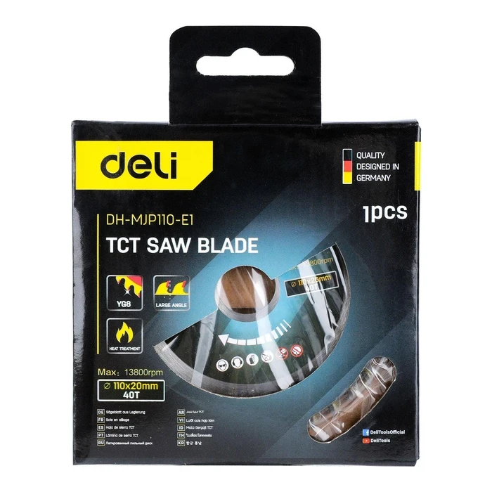 Deli Tools 110mm TCT Circular Saw Blade | 20T Multi-Material Wood, Plastic & Soft Metal Cutting Disc with 20mm to 5/8" Reducer Ring | EDH-MJP110-E1