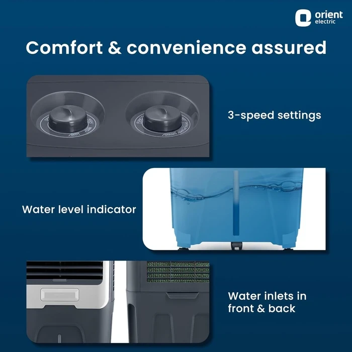 Orient Ultimo 65L Desert Air Cooler | 190W High-Performance Evaporative Fan System | DenseNest Honeycomb Pads with Integrated Ice Chamber | CD6501H