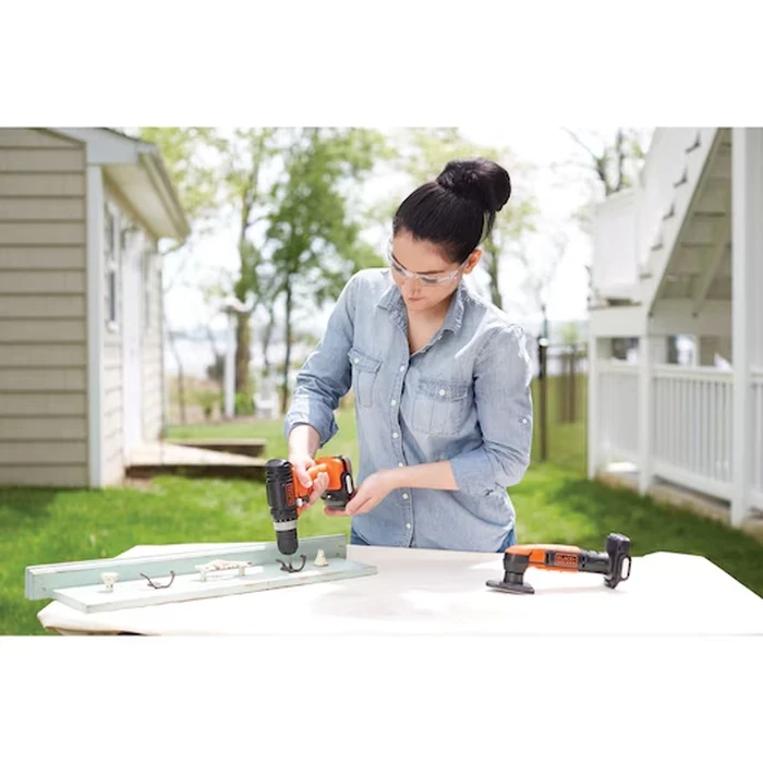 BLACK+DECKER 12V GoPak 4-Tool Cordless Combo Kit (Drill, Jigsaw, Sander, LED Light) with 2-in-1 USB Power Bank Battery | BDCK502C1-B5