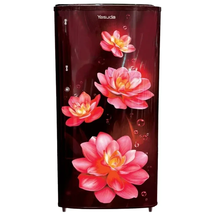 Yasuda 200L Single Door Refrigerator | A++ Elite Energy Saving with R600a Eco Gas | Transparent Freezer & Toughened Glass Shelves | Premium Floral PCM Clean Back | YSDS200 Series
