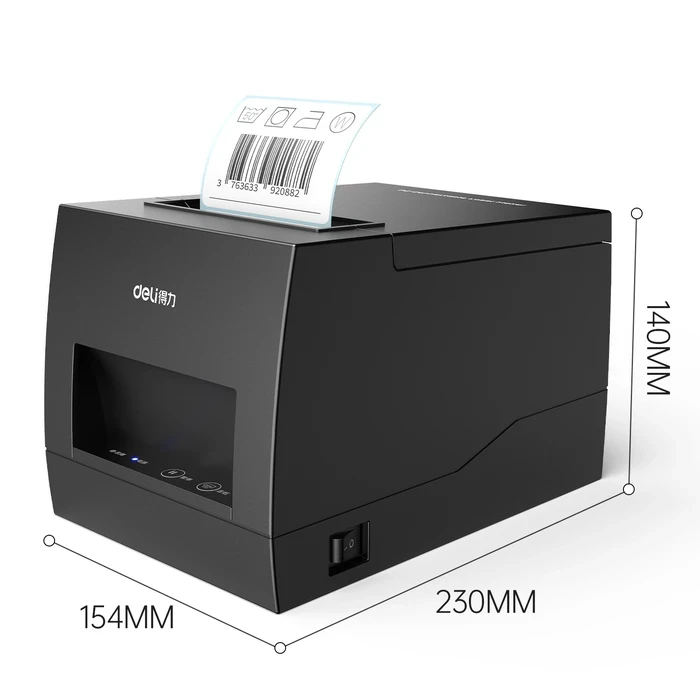 DELI 3.0" Dual-Mode Direct Thermal Receipt & Barcode Label Printer | 90mm/s 203 DPI USB & Bluetooth Desktop POS Machine | E886BW