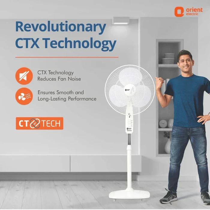 Orient Pedestal Fan | 400mm Sweep Size High-Velocity 84CMM Air Delivery | 58W Energy-Efficient Motor Stand Fan | Signal White | Stand 32