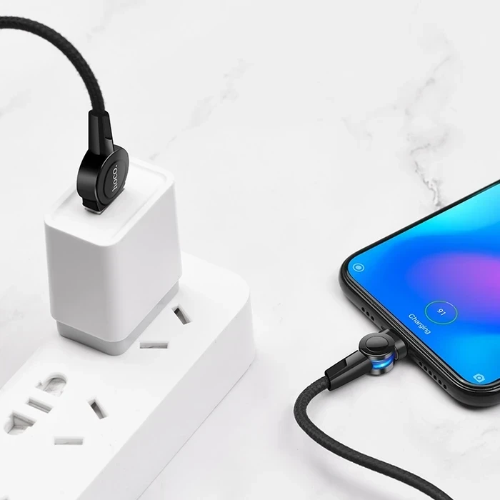 Hoco Magnetic Charging Cable | Rotatable 360-Degree Connectivity Logic | Zinc Alloy & Nylon Matrix | S8